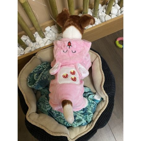 Kutyaruha -  Puha, meleg és extra kényelmes  Overál- overall - rózsaszín, nyuszi mintával