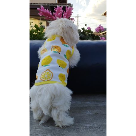 Kutyaruha - Fehér pamut trikó citrom mintával